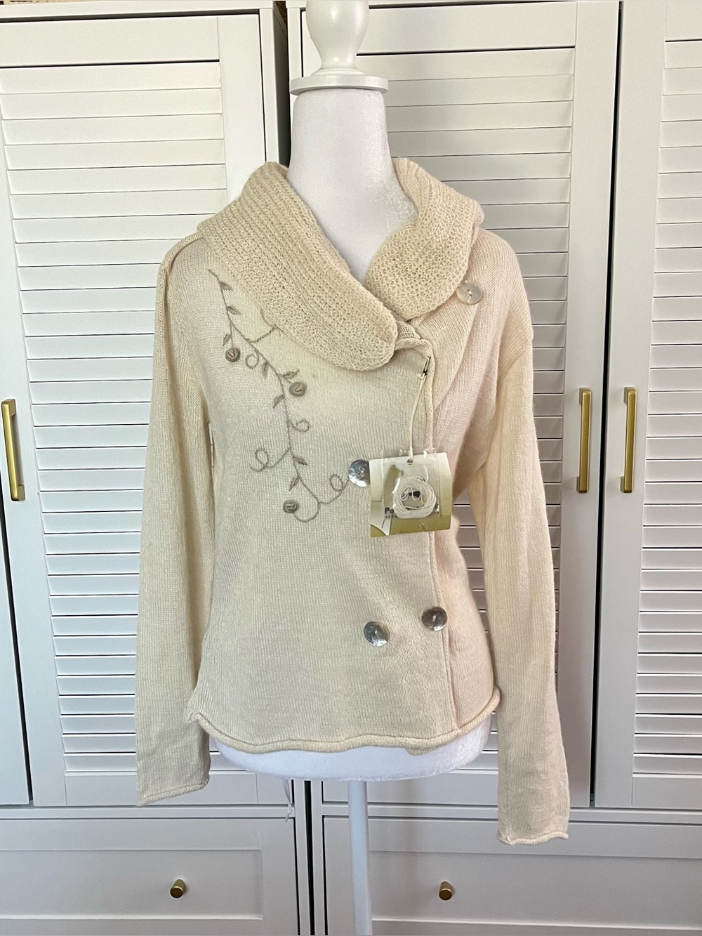 Peruvian Link Alpaca Collection Cream Cardigan Sweater M Women Cottagecore Boho